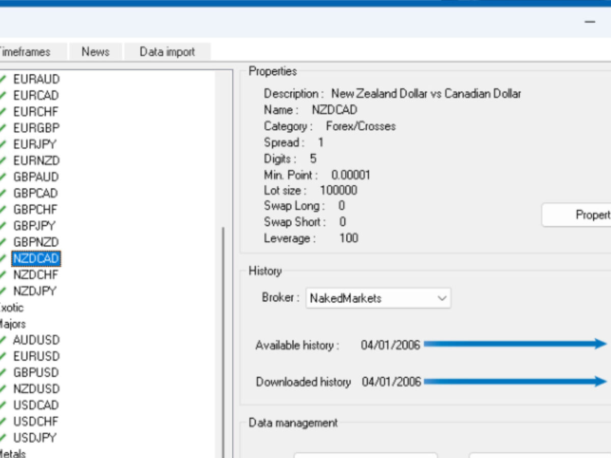 Download Historical Data in NakedMarkets - Trading Heroes
